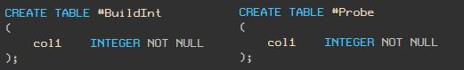 Tables #BuiltInt and #Probe